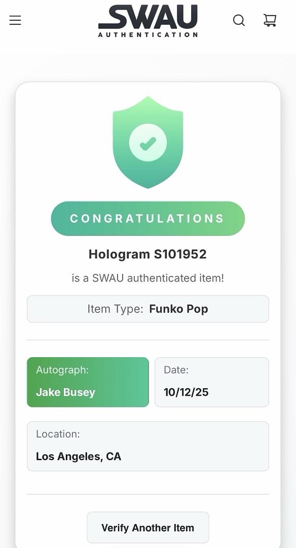 Jake Busey signed "Kamala Khan" Funko #1078 (Ms. Marvel) - SWAU COA