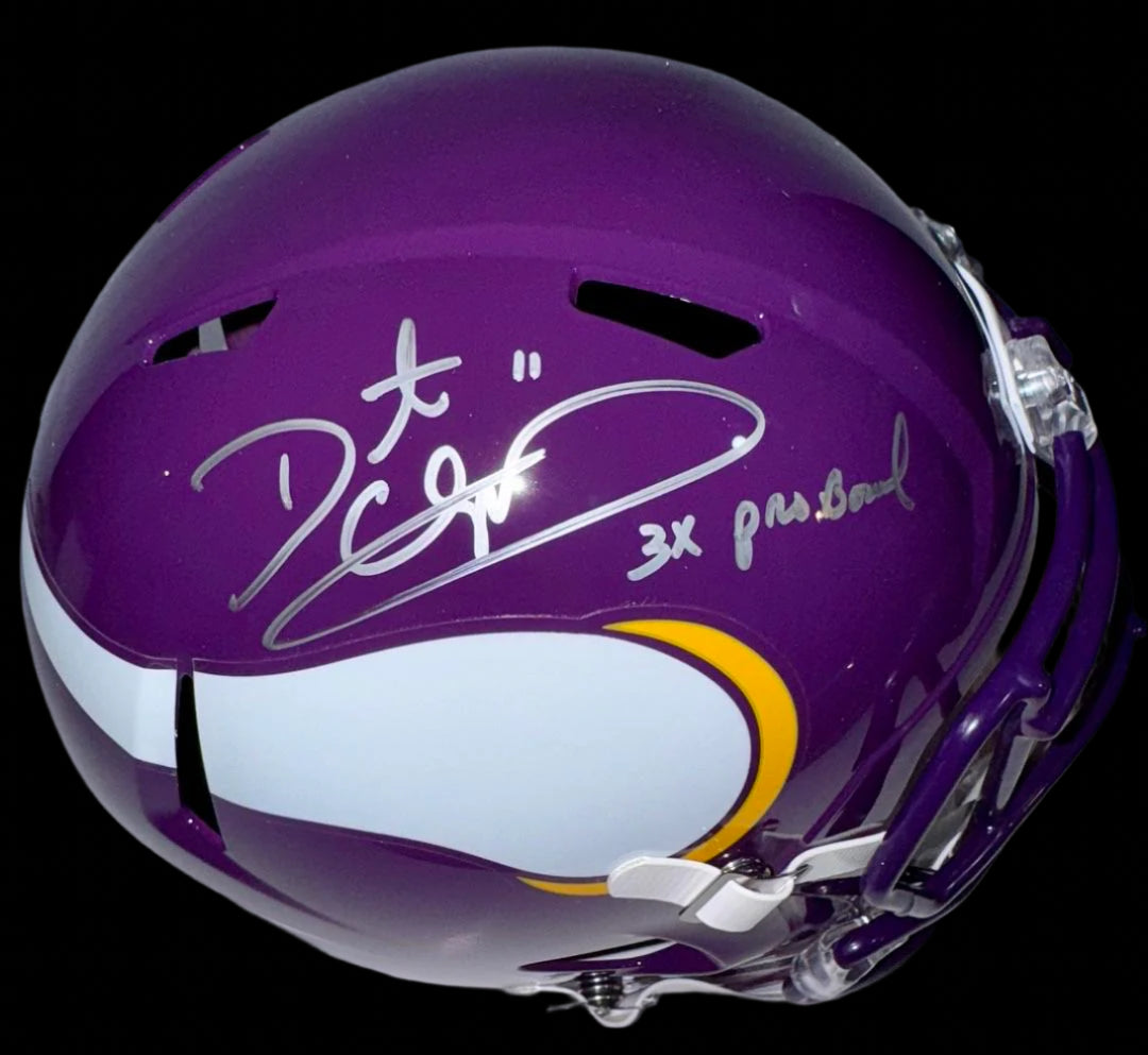Daunte Culpepper signed full size replica throwback helmet w/3x Pro Bowl inscription - Schwartz COA