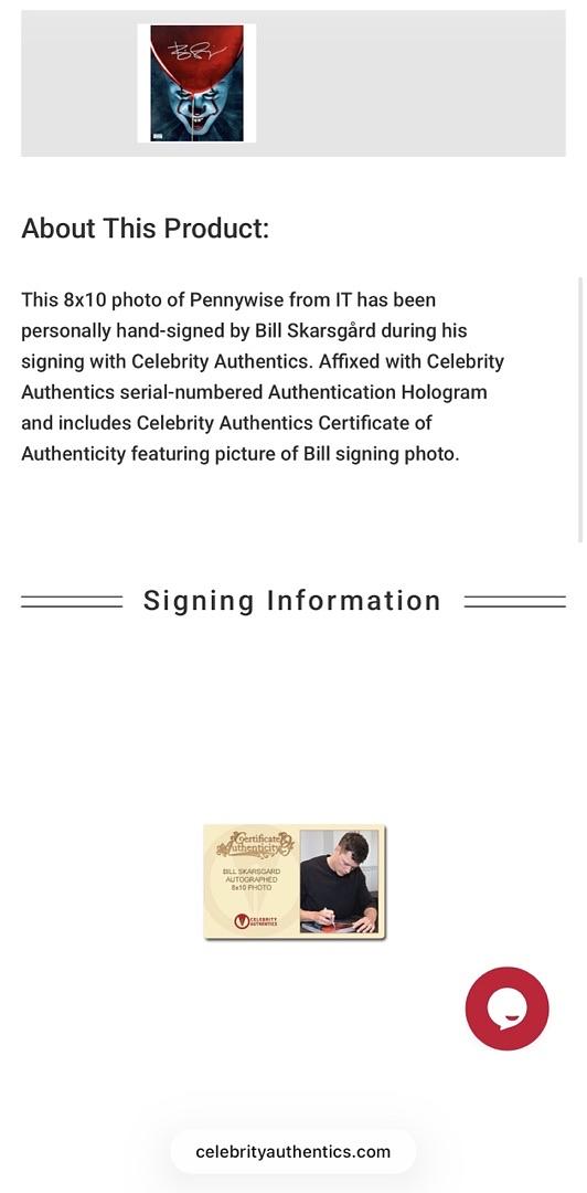 Bill Skarsgard signed (Stephen King's IT) 8x10 - Celebrity Authentics COA