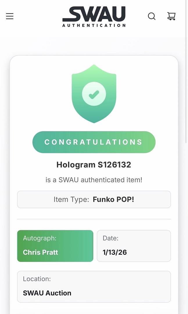 Chris Pratt Signed Funko Pop #1104 "Star Lord" Holiday Special GOTG - Beckett COA