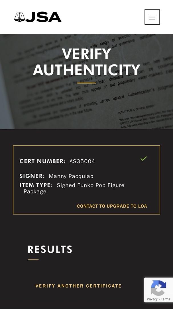 Manny Pacquiao signed Funko #37 **VERY RARE** - JSA COA
