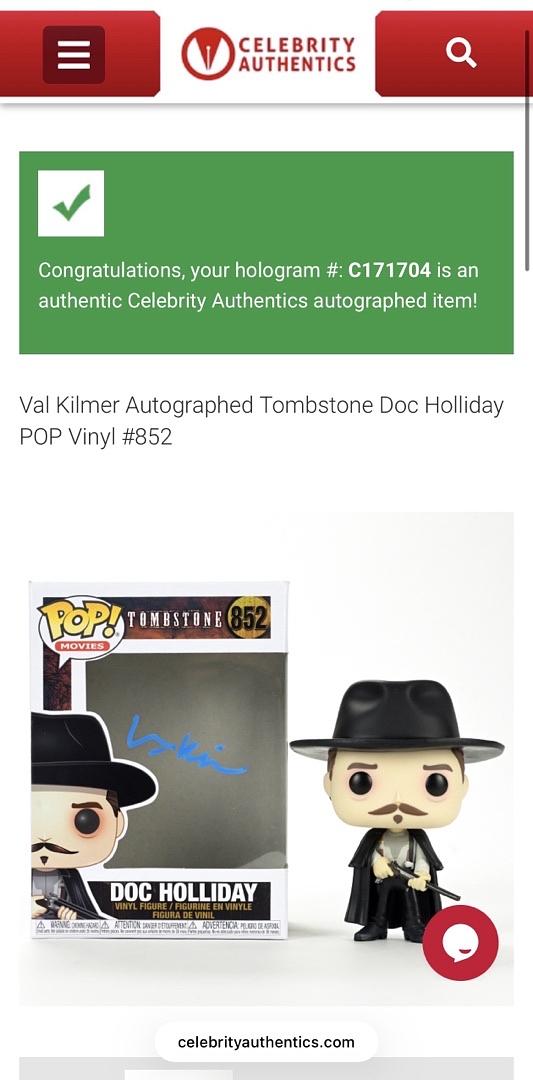 Val Kilmer Signed Funko Pop #852 "Doc Holliday" (Tombstone) *RARE* - Celebrity Authentics