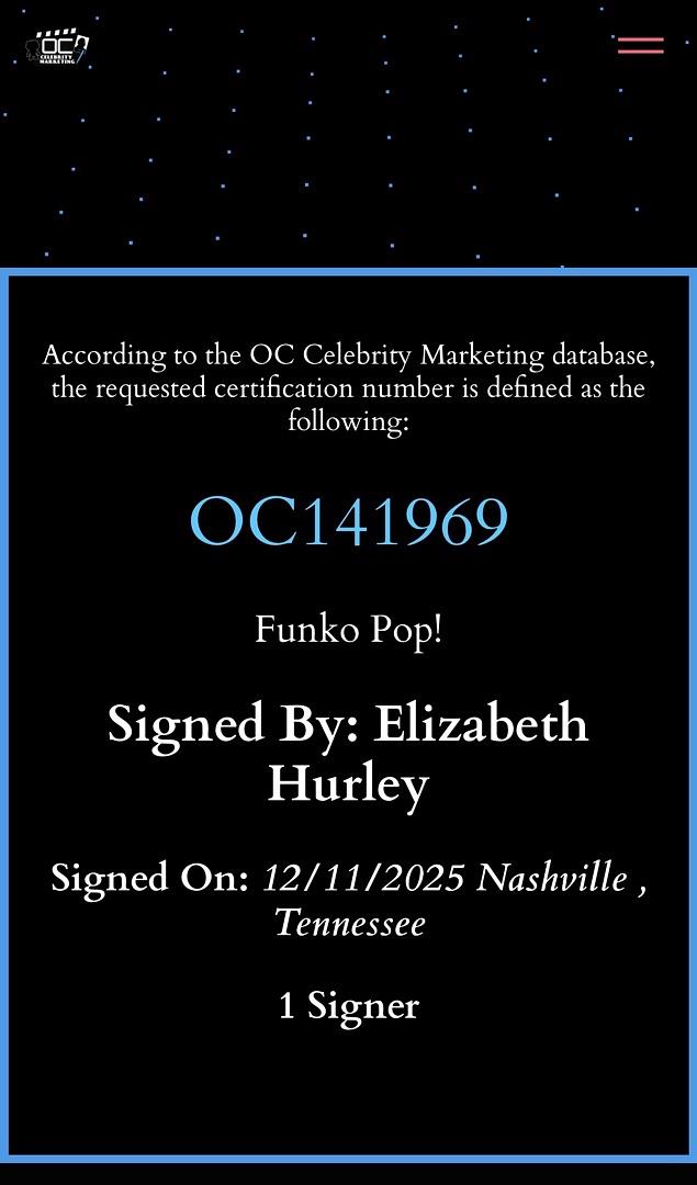 Elizabeth Hurley Signed Funko Pop #645 Vanessa Kensington (Austin Powers) - OC Celebrity Marketing