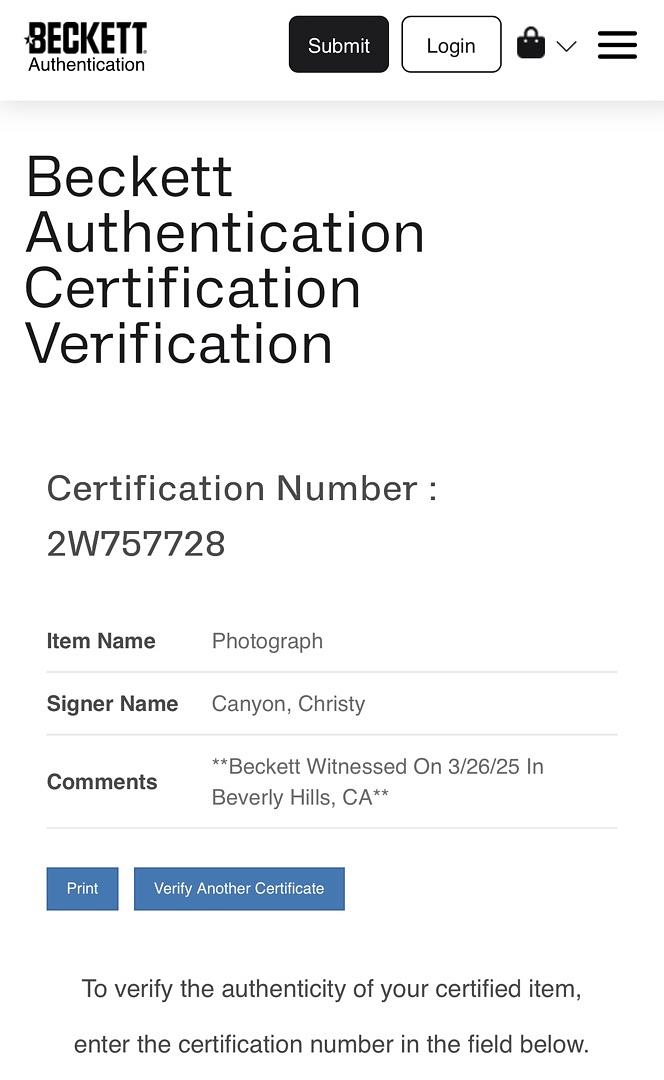 Christy Canyon Signed 8x10 Photo (Adult) - Beckett COA