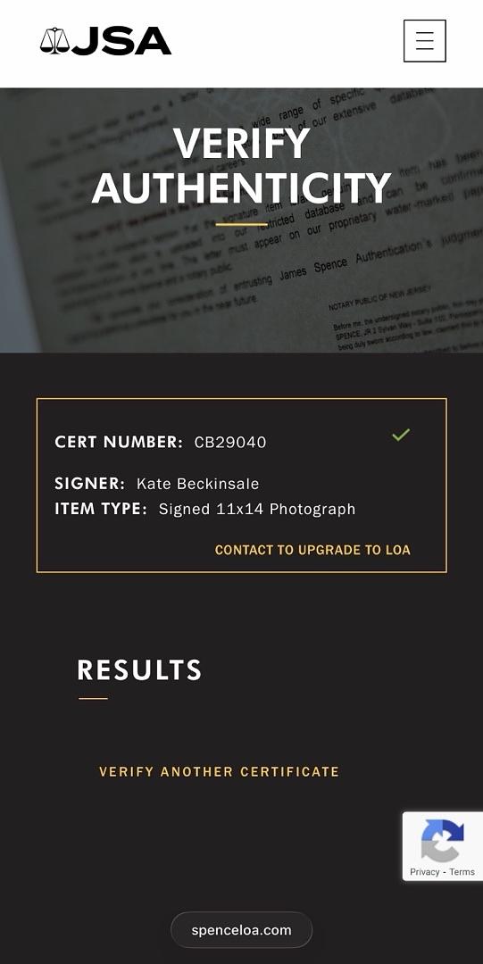 Kate Beckinsale sexy signed 11x14 - Celebrity Authentics COA