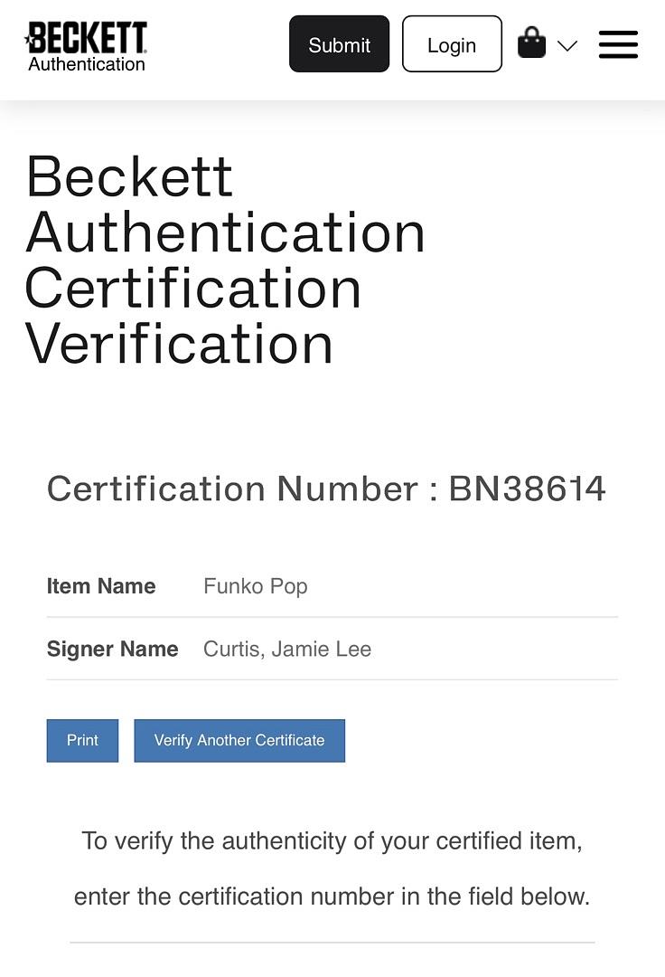 Jamie Lee Curtis Signed Madame Leota Funko #1431 (Haunted Mansion) - Beckett COA
