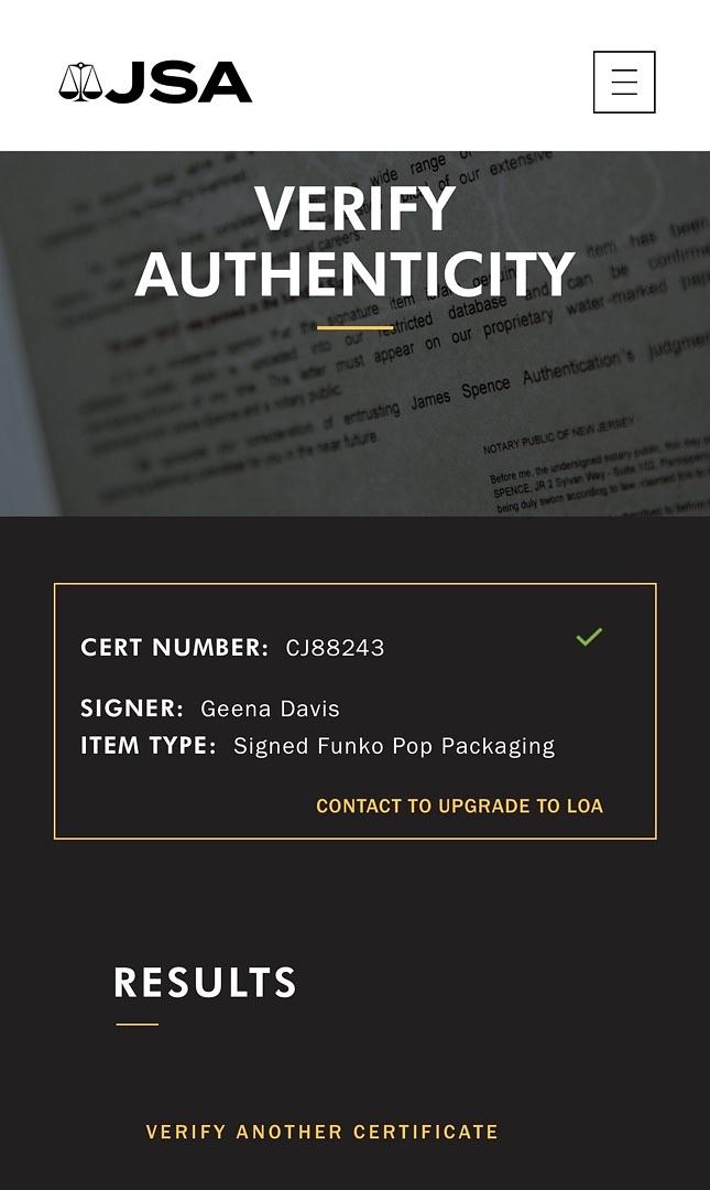 Geena Davis Signed Funko Pop #784 "Dottie" (A League Of Their Own) w/character name - JSA COA