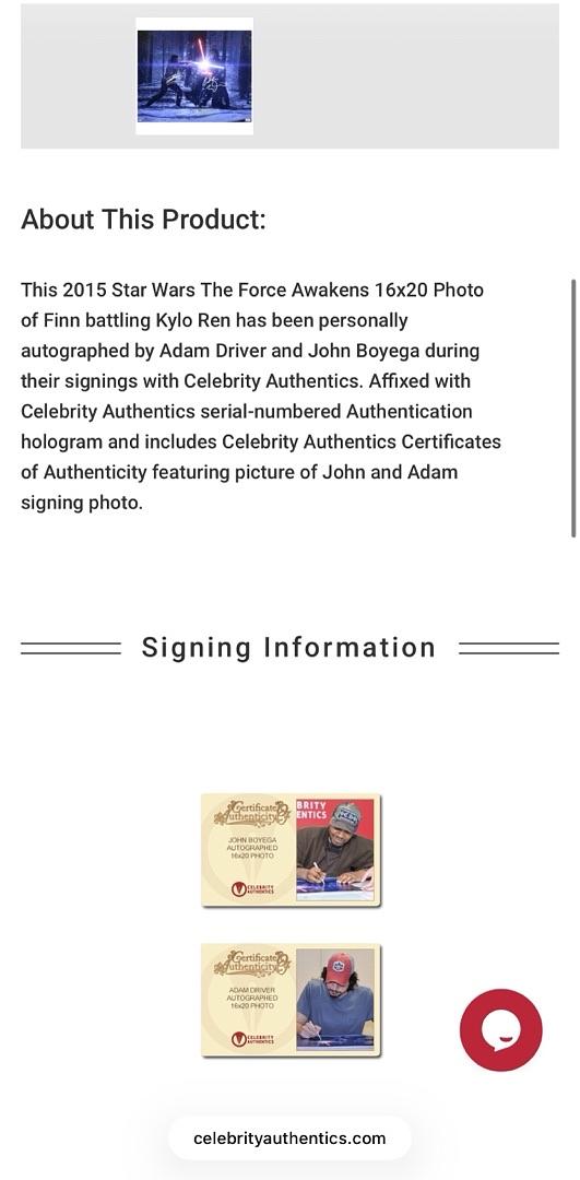 Adam Driver and John Boyega signed 16x20 (Star Wars) - Celebrity Authentics