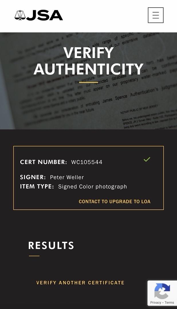 Peter Weller signed 8x10 (Robocop) - JSA COA