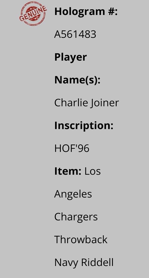 Charlie Joiner (Chargers) signed mini-helmet w/HOF inscription - Schwartz COA