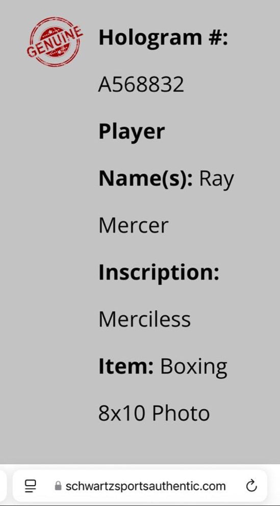 Ray Mercer signed 8x10 - Schwartz COA