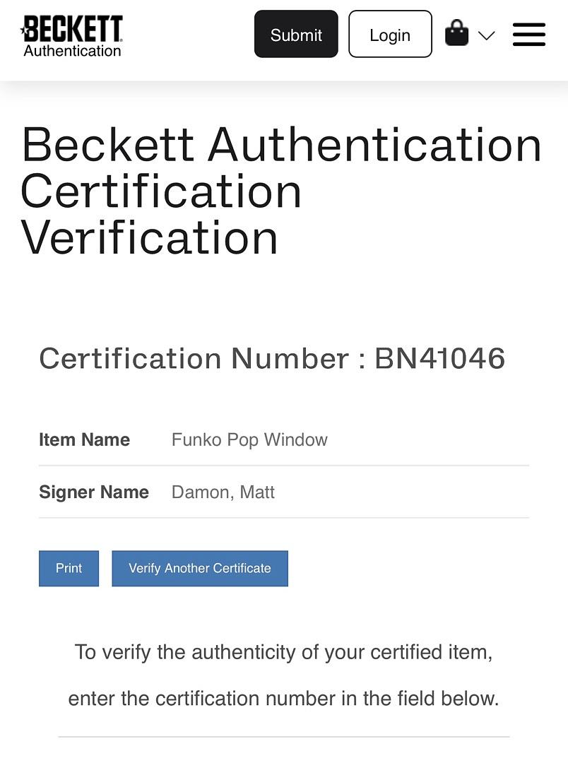 Matt Damon Signed Funko Pop #972 "Frost Giant Loki" (Marvel Studios: What IF….?) - Beckett COA