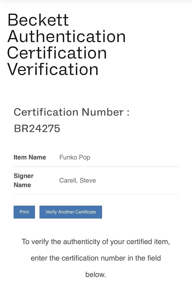 Steve Carell Signed Funko Pop #1176 (The Office) - Beckett COA