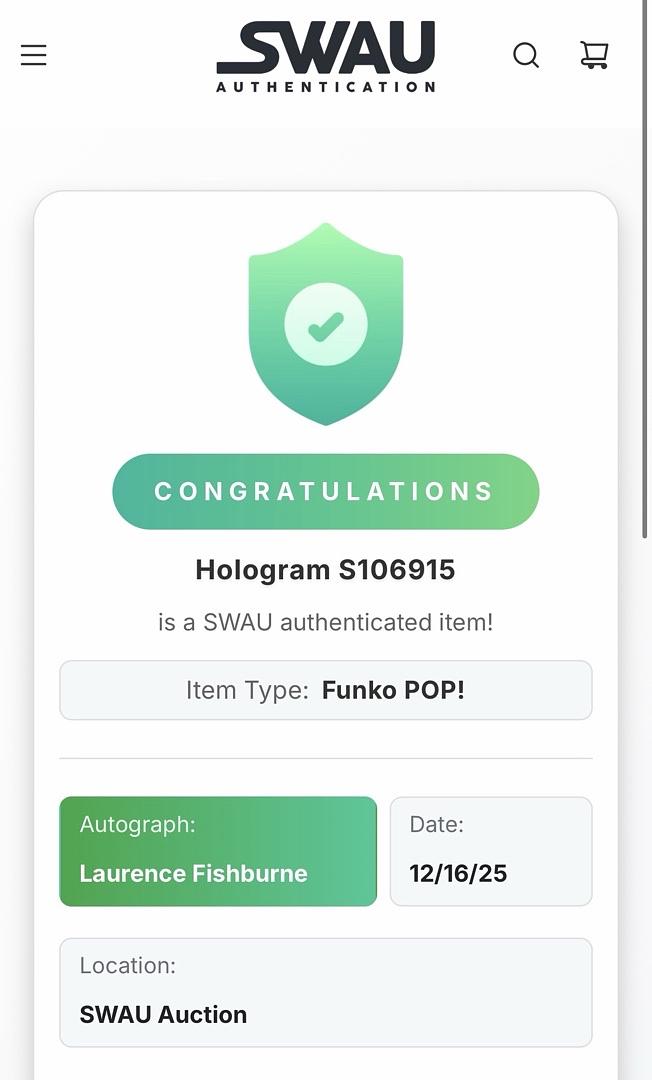 Laurence Fishburne Signed Funko Pop #1175 "Morpheus" Matrix - SWAU COA