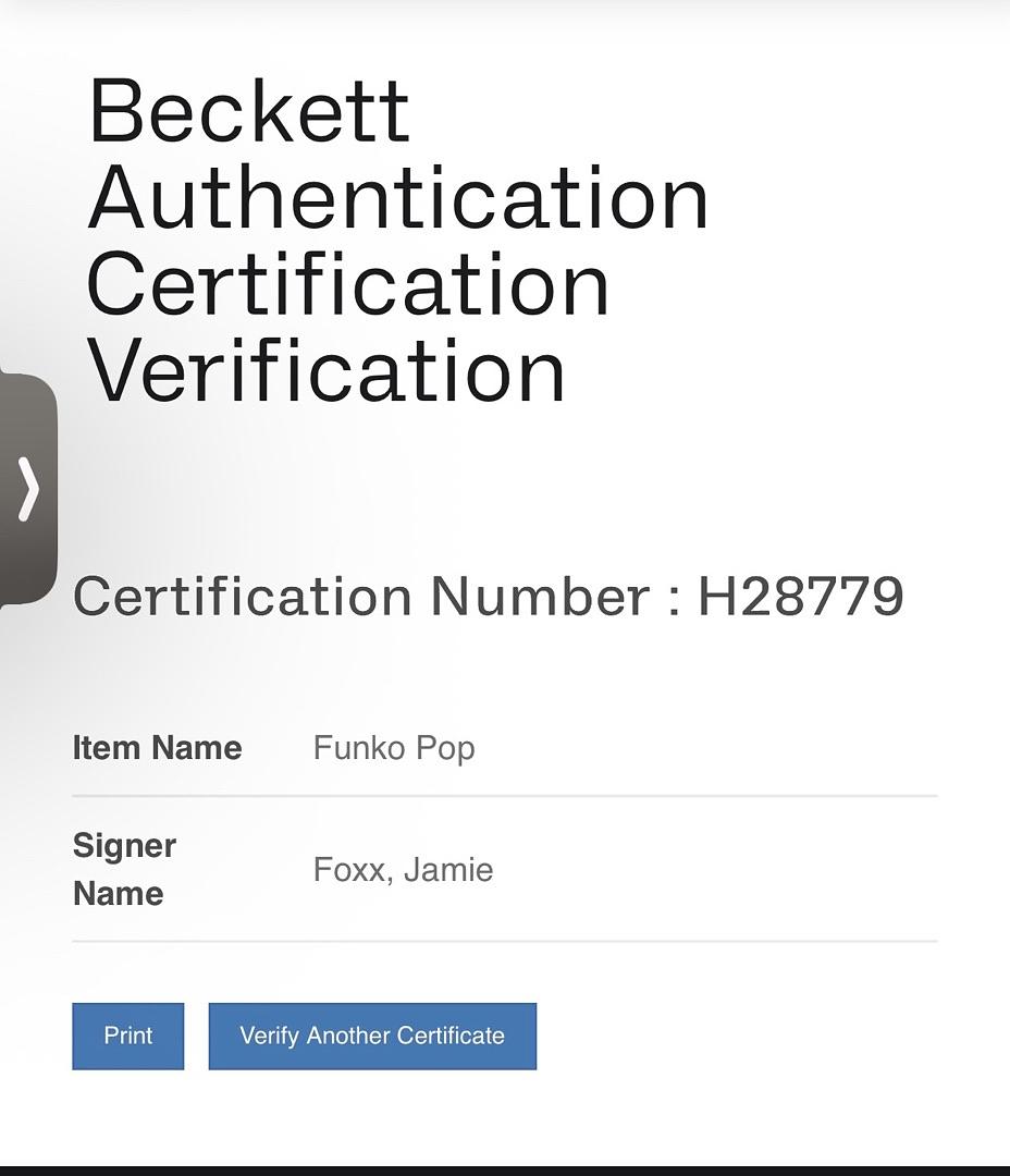 Jamie Foxx signed "Bats" Funko #595 (Baby Driver) - Beckett COA