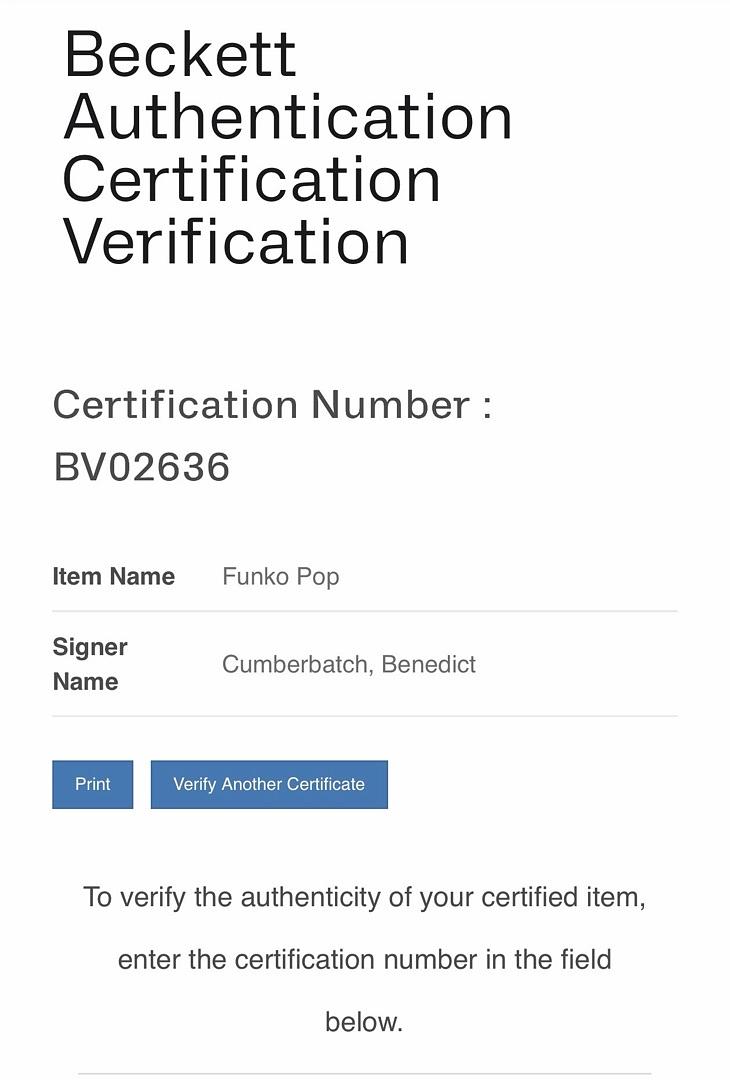 Benedict Cumberbatch Signed Funko #1005 "Supreme Strange" (Doctor Strange) - Beckett COA