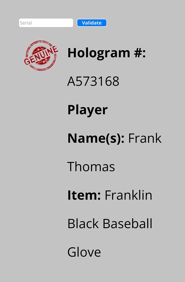 Frank Thomas (White Sox) signed baseball glove - Schwartz COA