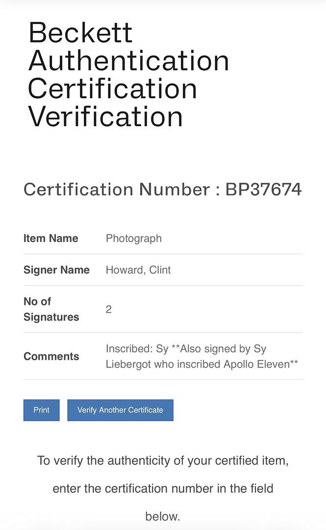 Sy Leibergot and Clint Howard (Apollo 13) signed 8x10 - Beckett COA