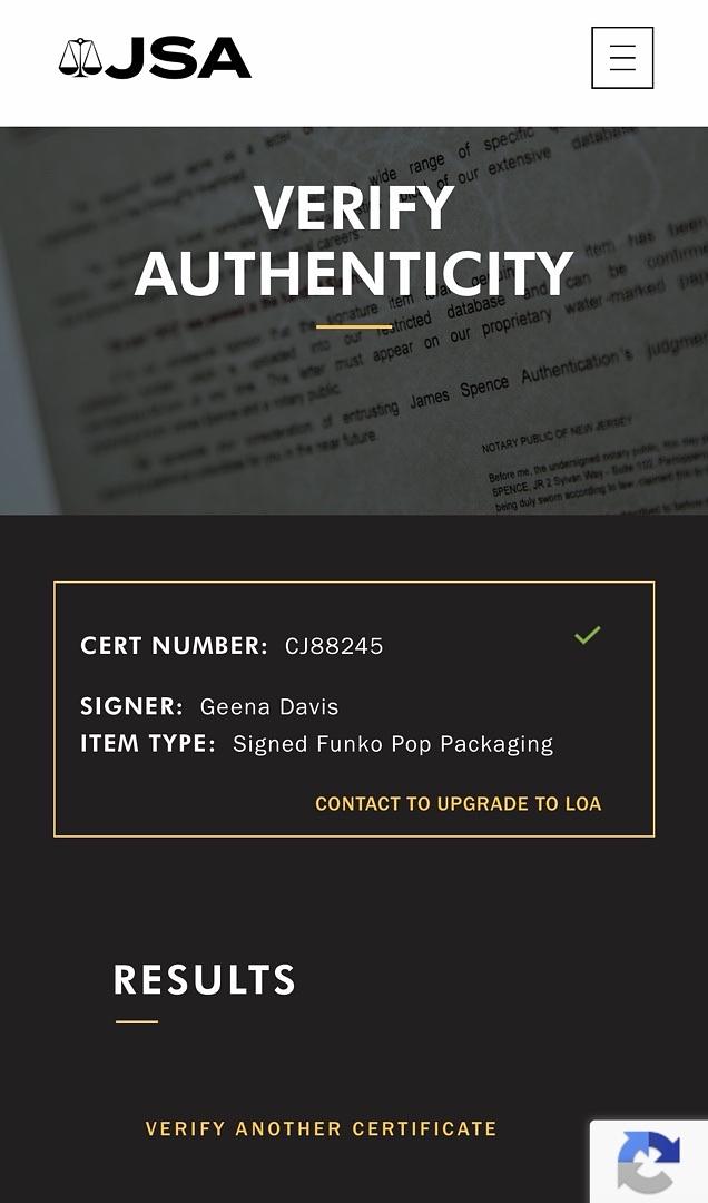 Geena Davis Signed Funko Pop #784 "Dottie" (A League Of Their Own) w/character name - JSA COA