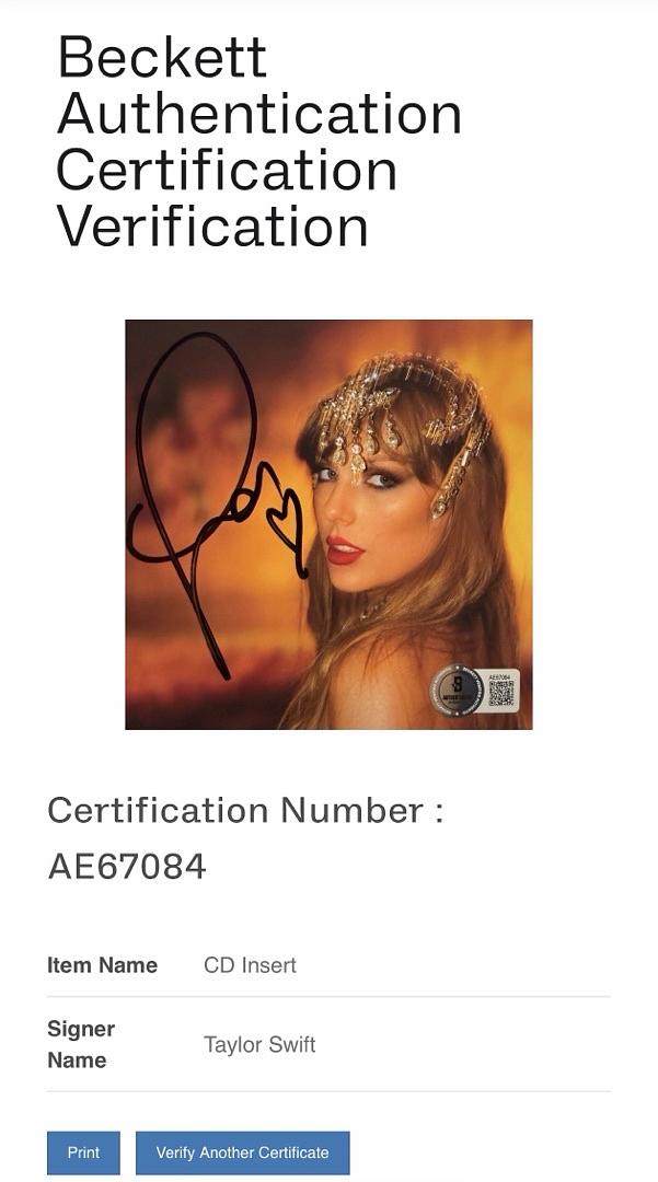 Taylor Swift matted, signed "Life of a Showgirl" CD Insert Photo 1 - Beckett COA