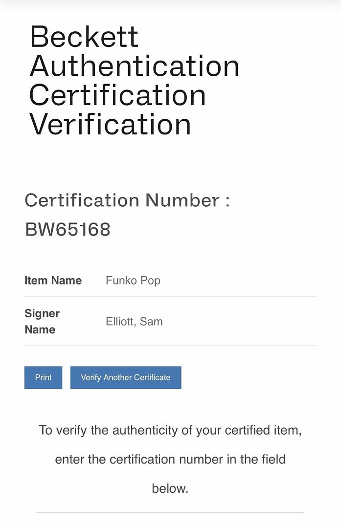 Sam Elliott signed "Shea Brennan" Funko #1447 (1883) - Beckett COA