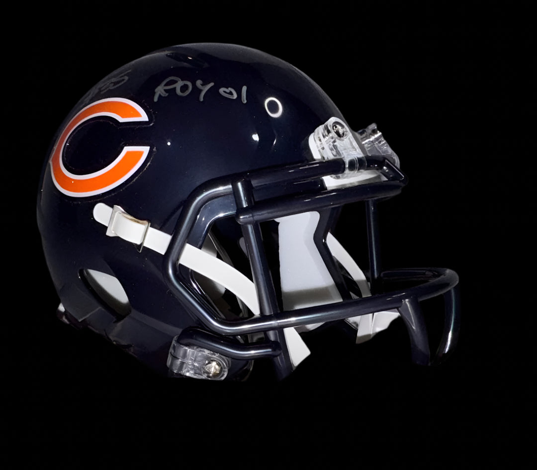 Anthony Thomas (Bears) signed mini-helmet w/ROY inscription - Schwartz COA