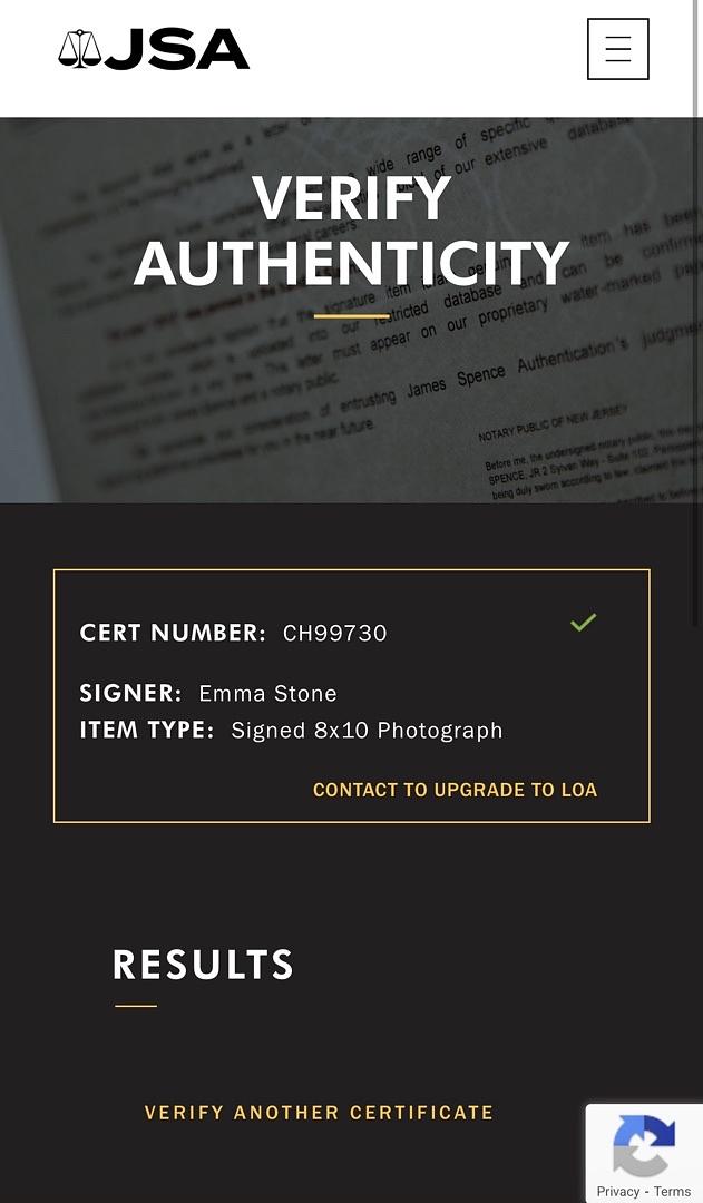 Emma Stone Signed 8x10 Photo (La La Land) - JSA COA