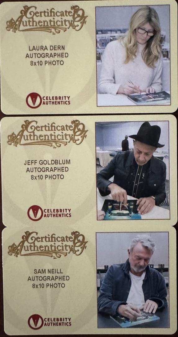 Sam Neill Laura Dern Jeff Goldblum Signed 8x10 (Jurassic World) - Celebrity Authentics