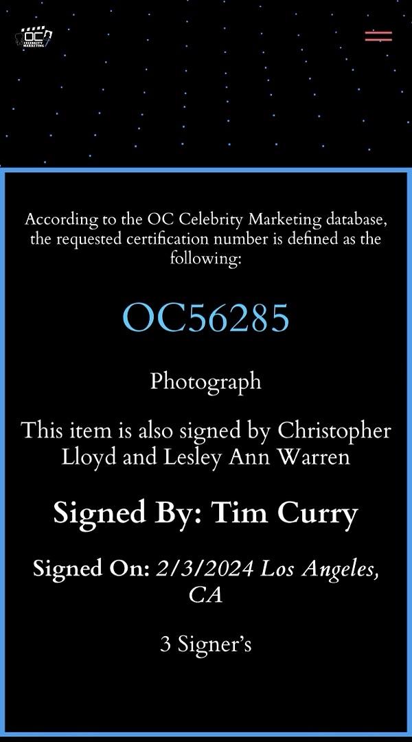Tim Curry Christopher Lloyd and Lesley Ann Warren signed "Clue" 11x17 - OC Celebrity Marketing