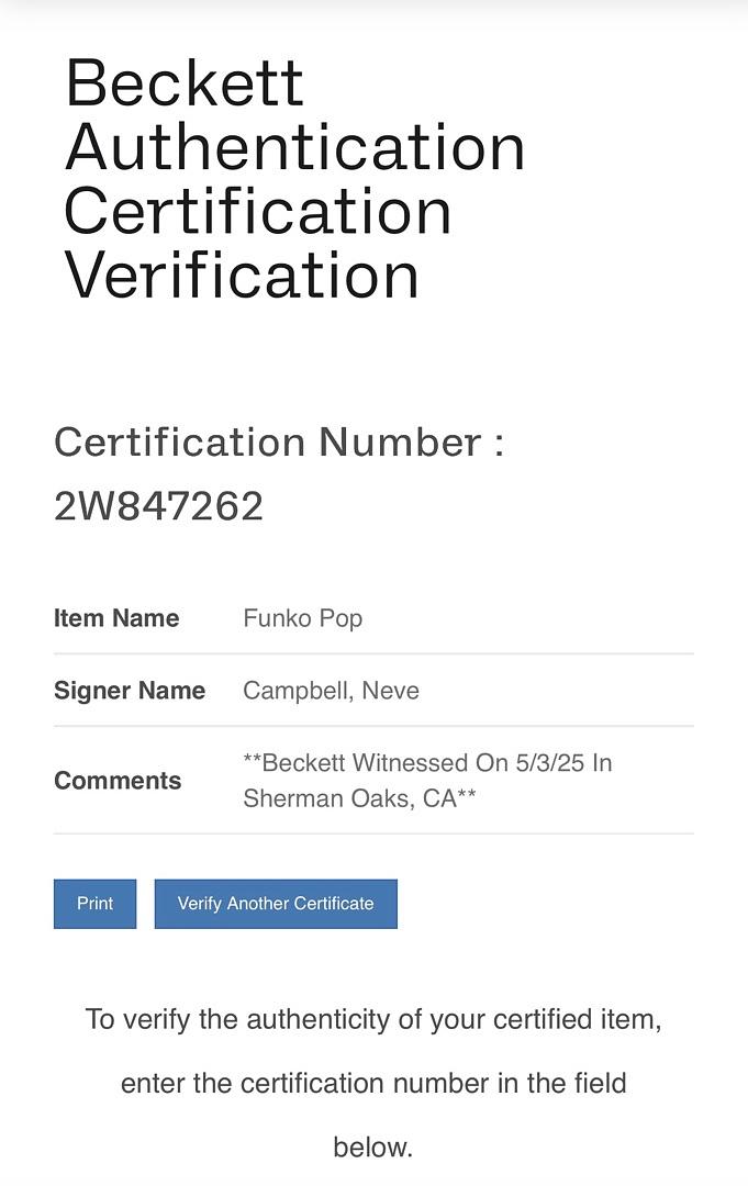 Neve Campbell signed "Ghost Face" Funko #1607 (Scream) - Beckett COA