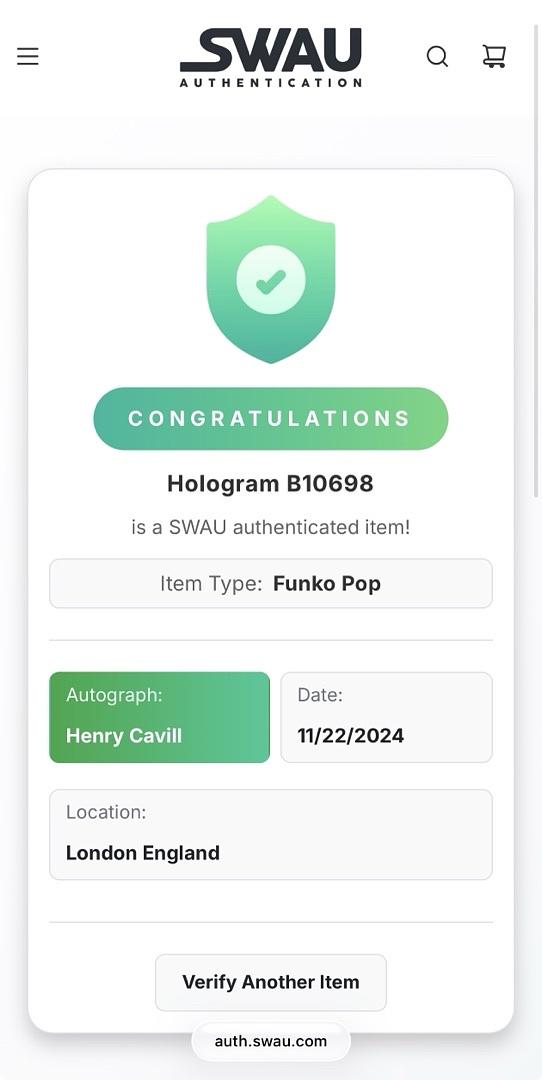 Henry Cavill Signed Funko Pop #207 "Superman" (Justice League) - SWAU COA