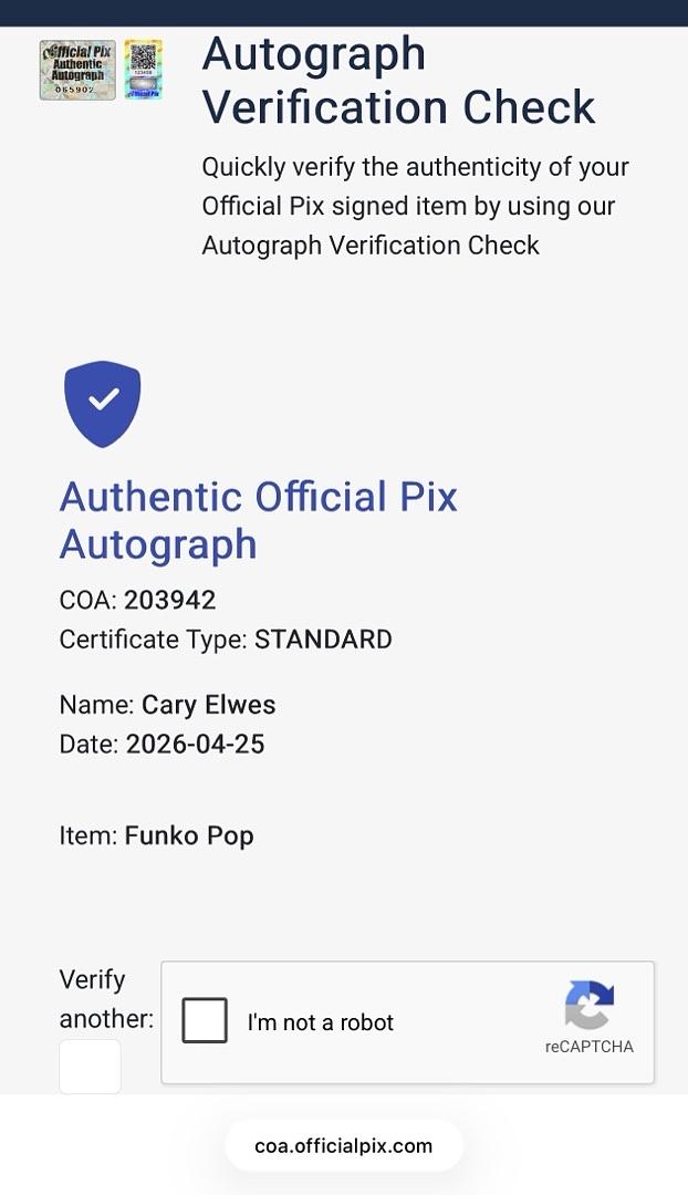 Cary Elwes Signed Funko Pop #579 Westley (The Princess Bride) - Official Pix
