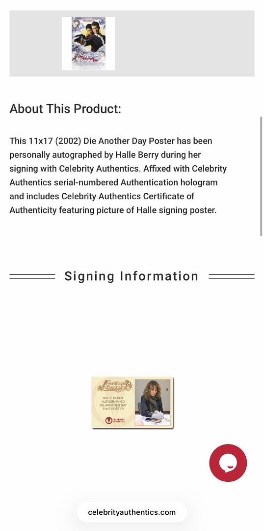 Halle Berry signed 11x17 (James Bond) - Celebrity Authentics COA