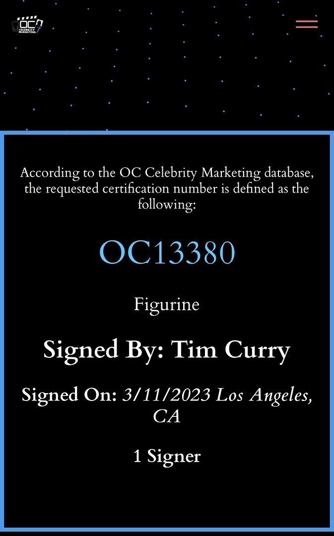 Tim Curry signed "It" Action Figure **RARE**- OC Celebrity Marketing