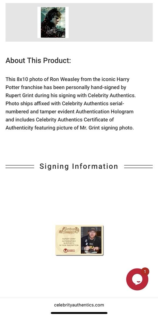 Rupert Grint 8x10 Photo (Harry Potter) - Celebrity Authentics COA