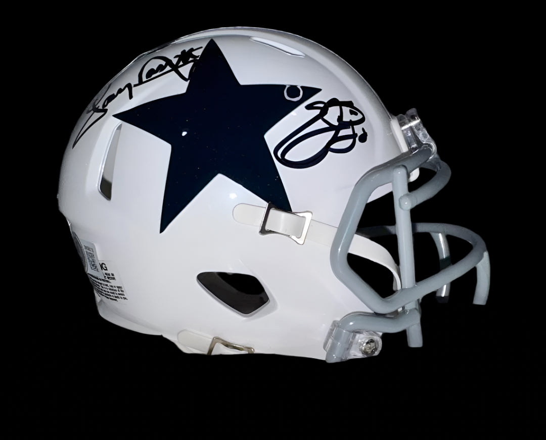 Emmitt Smith and Tony Dorsett (Cowboys) signed mini-helmet - Beckett COA