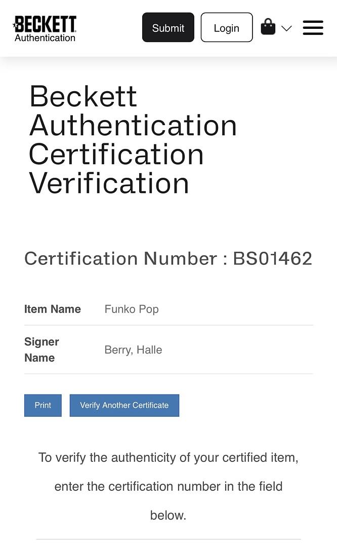 Halle Berry Signed "Storm" Funko Pop #1325 (X-Men) - Beckett COA