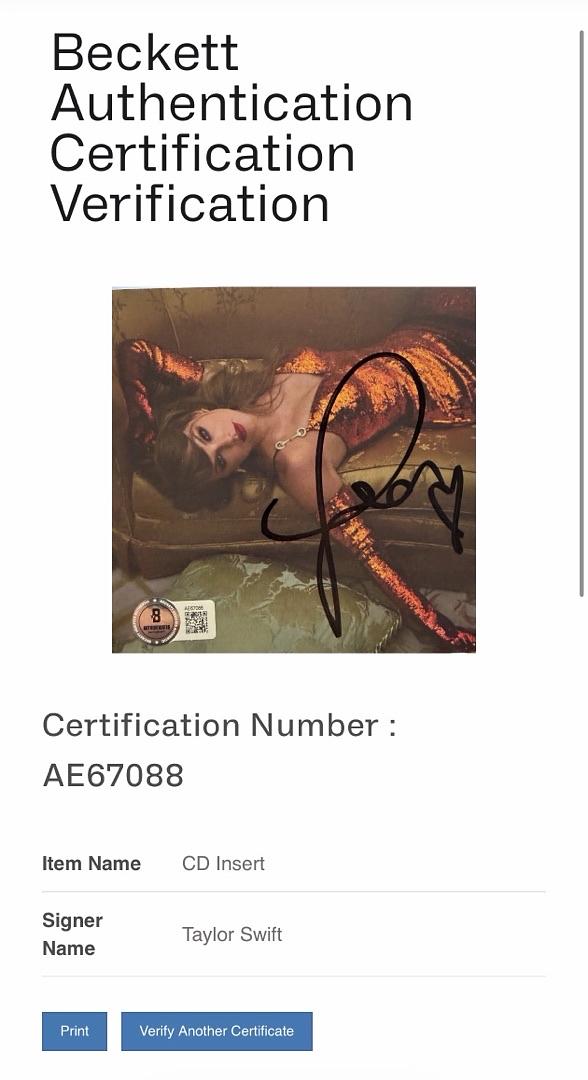 Taylor Swift matted, signed "Life of a Showgirl" CD Insert Photo 2 - Beckett COA