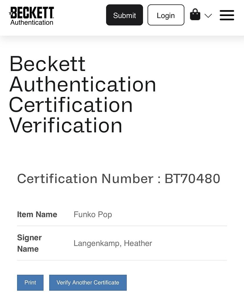 Heather Langenkamp signed "Freddy Krueger" Funko #02 - Beckett COA