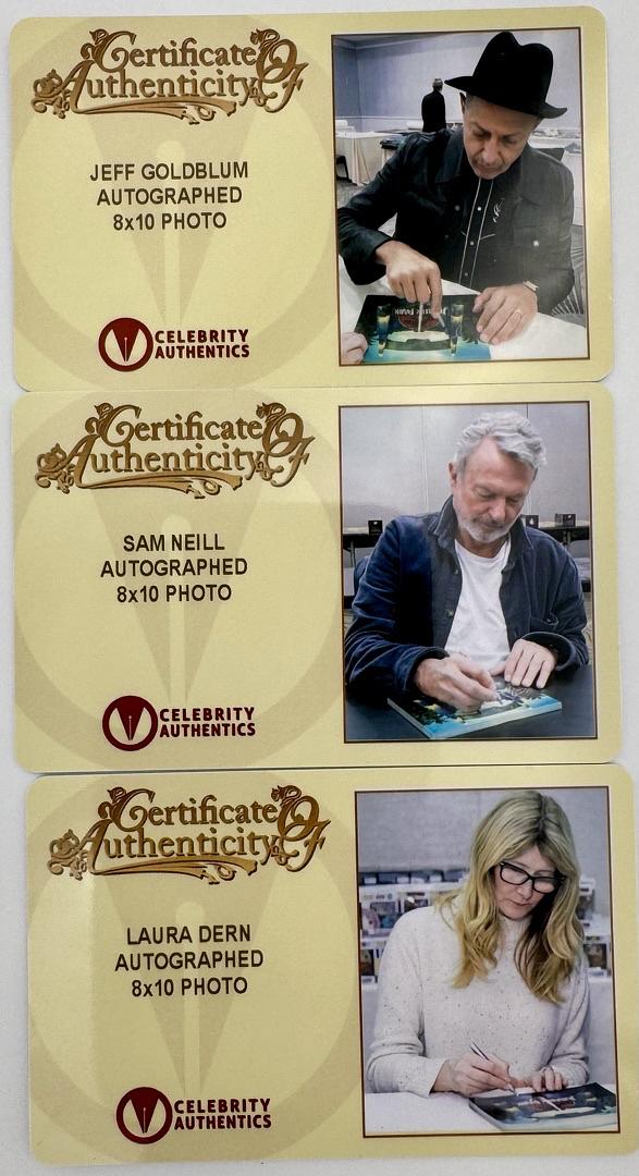 Sam Neill Laura Dern Jeff Goldblum Signed 8x10 (Jurassic World) - Celebrity Authentics