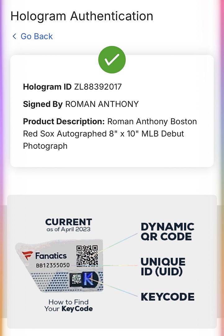 Roman Anthony (Red Sox) signed 8x10 Major League Debut - Fanatics COA