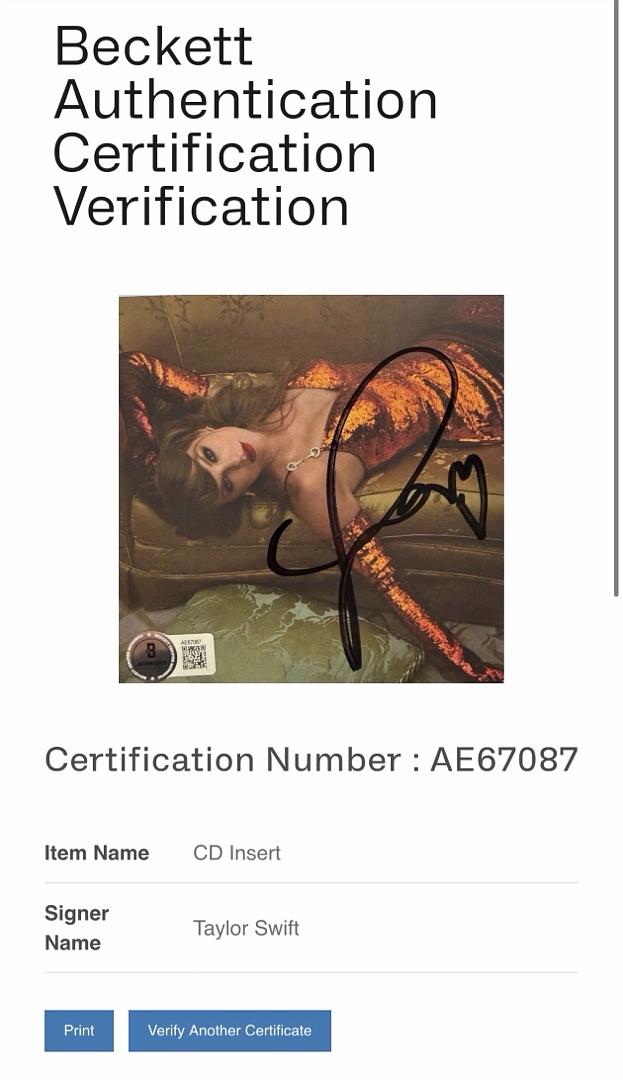 Taylor Swift matted, signed "Life of a Showgirl" CD Insert Photo 2 - Beckett COA
