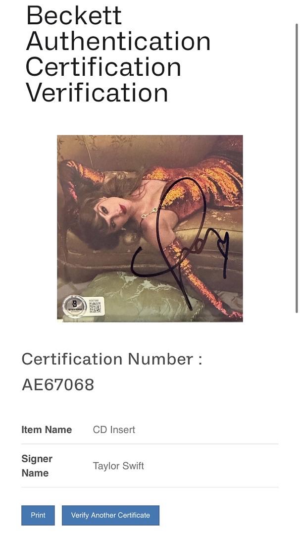 Taylor Swift matted, signed "Life of a Showgirl" CD Insert Photo 2 - Beckett COA
