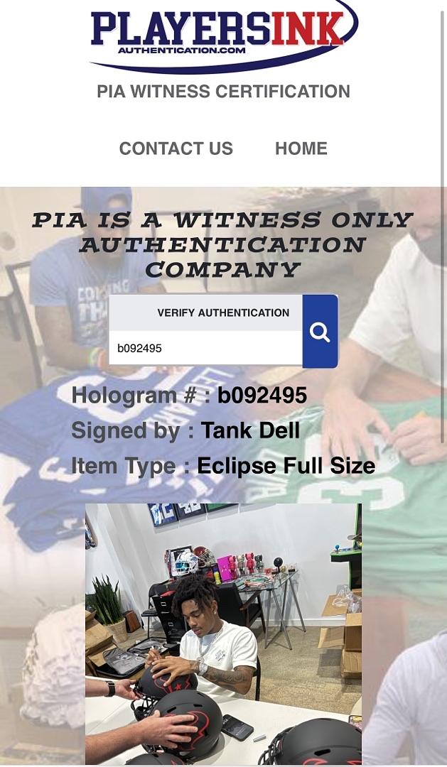 Tank Dell (Texans) signed full size replica Eclipse helmet - Schwartz and Players Ink COA