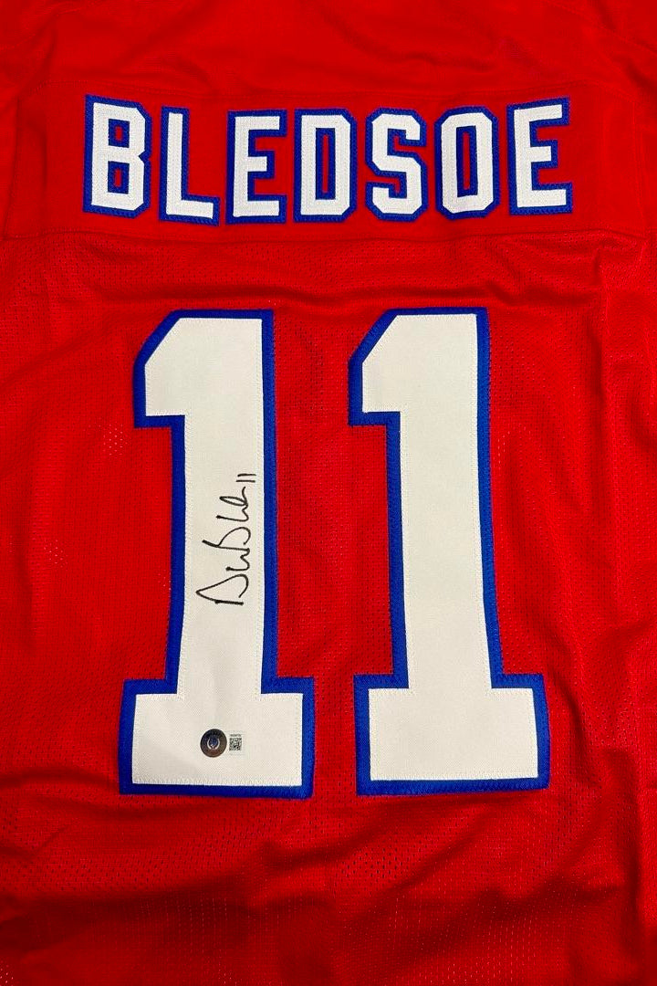 Drew Bledsoe Signed Patriots Custom Red Jersey - Beckett COA