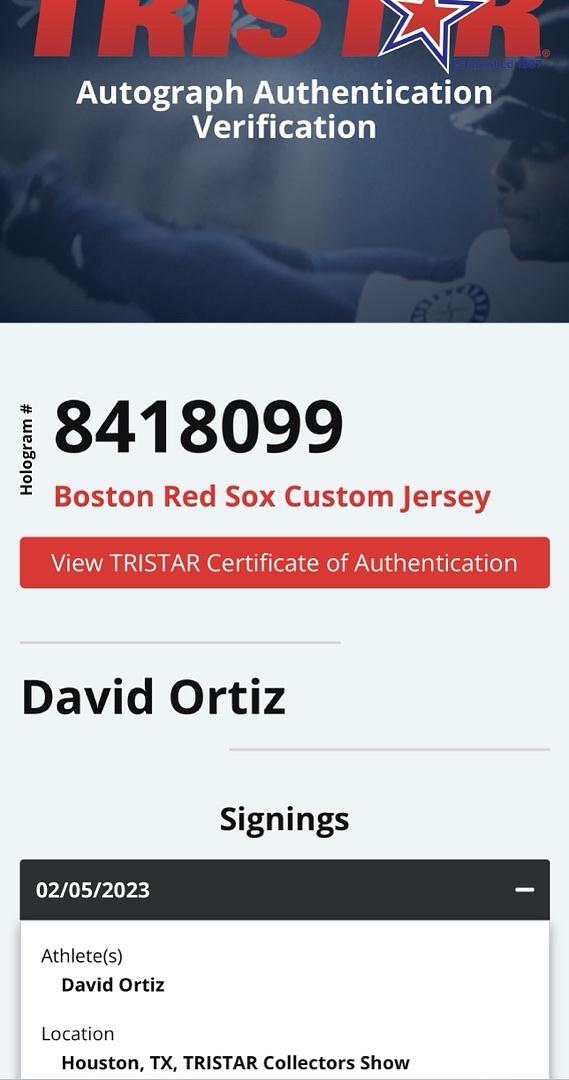 David Ortiz Autographed Custom Grey Red Sox Jersey - TriStar COA #02
