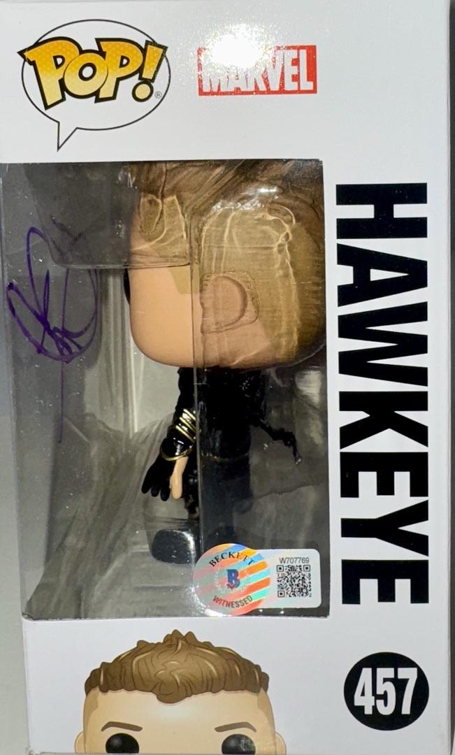 Jeremy Renner Signed Funko Pop #457 "Hawkeye" (Avengers) - Beckett COA