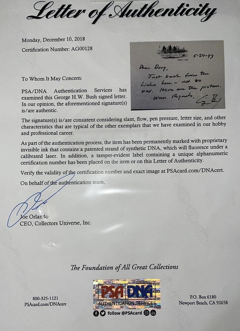 President George Bush Signed & Framed Walkers Point Card Letter - PSA COA