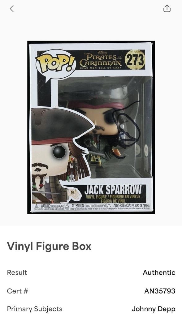 Johnny Depp Signed Funko Pop #273 "Jack Sparrow" Pirates Of The Carribean - PSA COA