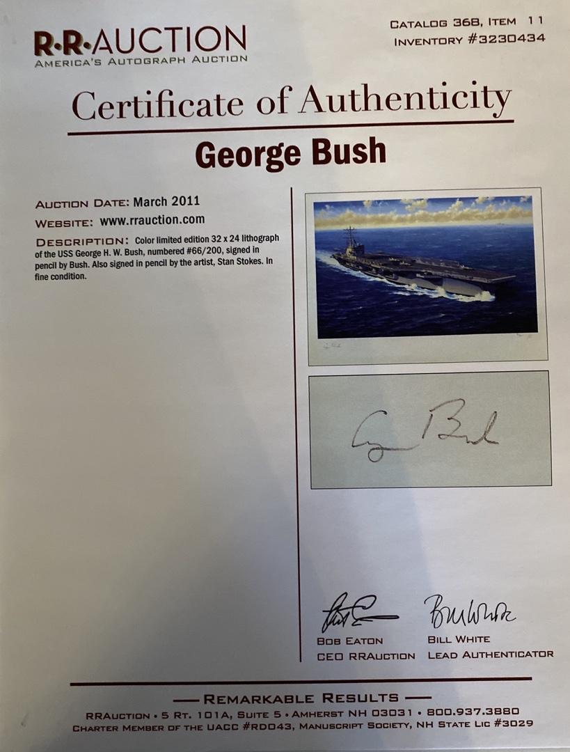 George Bush/Stan Stokes 30x20 - 46/200 signed limited edition print R&R Auction COA